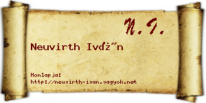 Neuvirth Iván névjegykártya